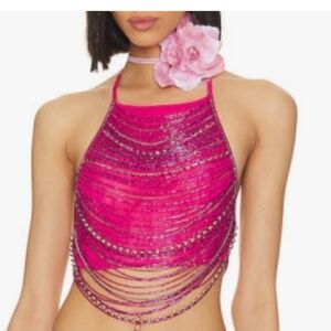 Revolve beaded chained halter top size medium
